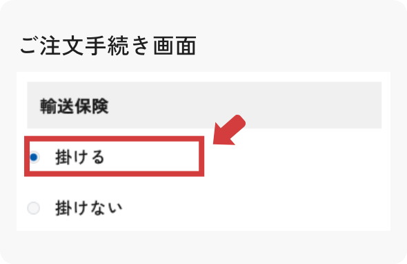 ご注文手続き画面での選択方法図